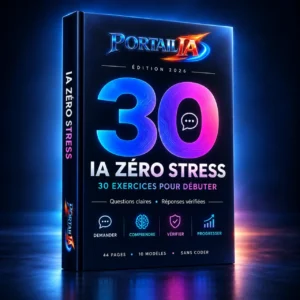 Couverture du guide IA Zéro Stress avec 30 exercices pour débuter avec l’intelligence artificielle