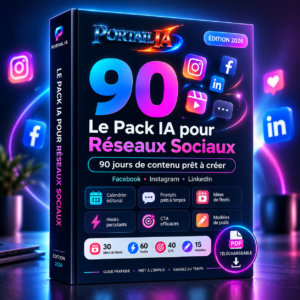 Couverture du Pack IA pour Réseaux Sociaux avec 90 jours de contenu prêt à créer